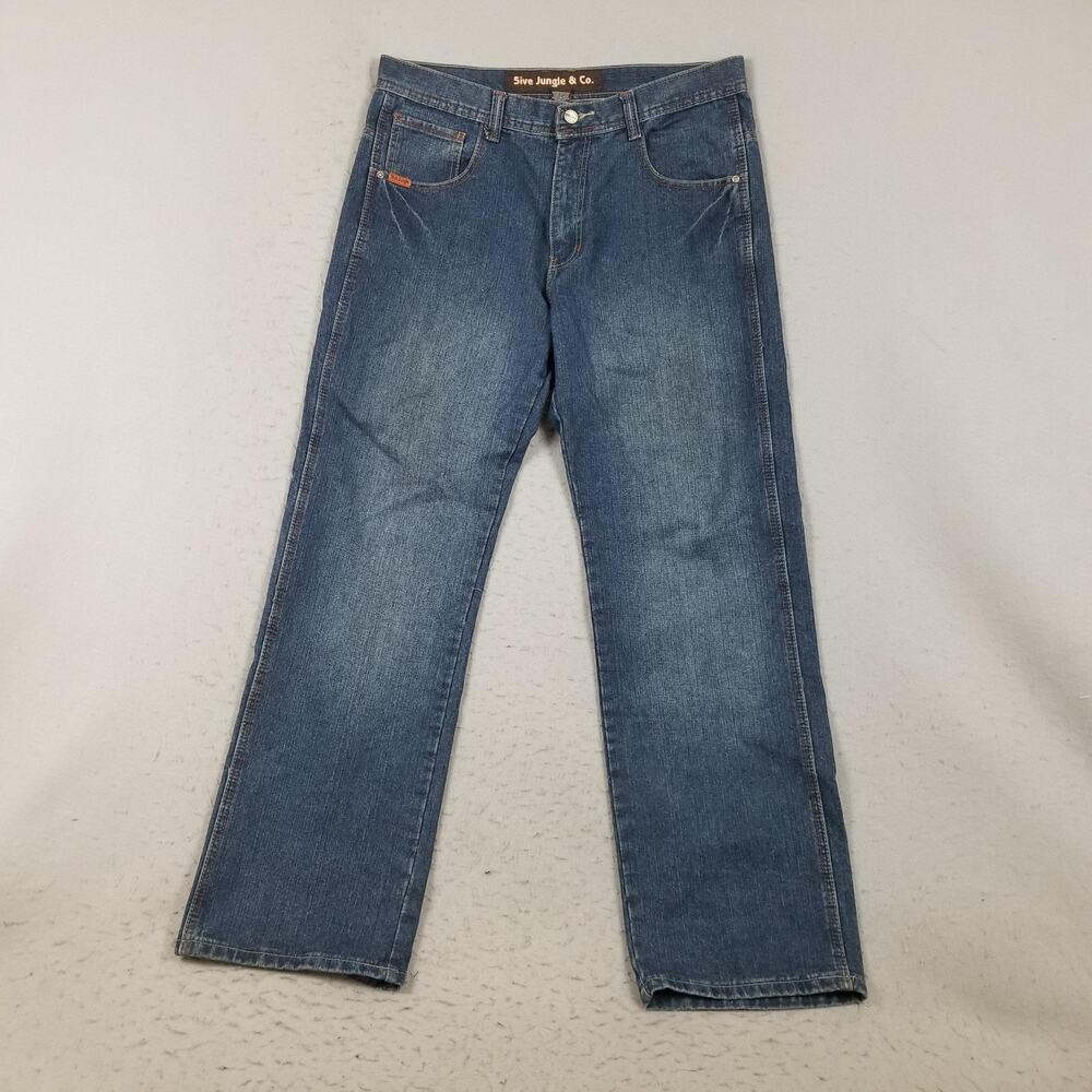 5ive Jungle & Co Jeans Mens 36x32‎ Blue Medium Wash Relaxed Straight Denim Pants